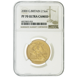 Pre-Owned 2000 UK Double Sovereign Proof Gold Coin - NGC Graded PF70 - 6027893-053
