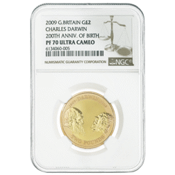 Pre-Owned 2009 UK Charles Darwin £2 Proof Gold Coin - NGC Graded PF70 - 6134060-005