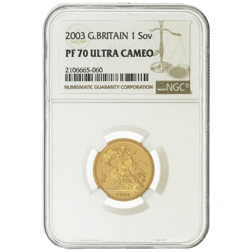 Pre-Owned 2003 UK Full Sovereign Proof Gold Coin - NGC Graded PF70 - 2106665-060