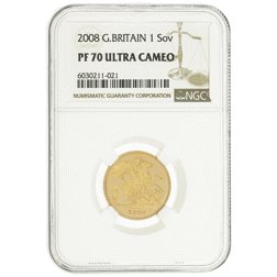 Pre-Owned 2008 UK Full Sovereign Proof Gold Coin - NGC Graded PF70 - 6030211-021