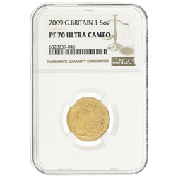 Pre-Owned 2009 UK Full Sovereign Proof Gold Coin - NGC Graded PF70 - 6028239-046