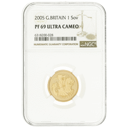 Pre-Owned 2005 UK Full Sovereign Proof Gold Coin - NGC Graded PF69 - 6318200-028