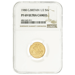 Pre-Owned 1988 UK Half Sovereign Proof Gold Coin - NGC Graded PF69 - 4861642-011