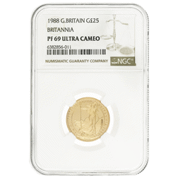 Pre-Owned 1988 UK Britannia 1/4oz Proof Gold Coin - NGC Graded PF69 - 6382856-011