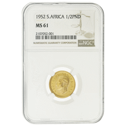 Pre-Owned 1952 South African 1/2 Pound Gold Coin - NGC Graded MS61 - 2107052-001