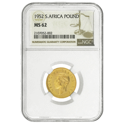 Pre-Owned 1952 South African Pound Gold Coin - NGC Graded MS62 - 2107052-002
