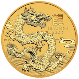 Pre-Owned 2024 Australian Lunar Dragon 1/10oz Gold Coin