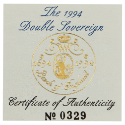 Pre-Owned 1994 UK Bank of England Double Sovereign Proof Gold Coin