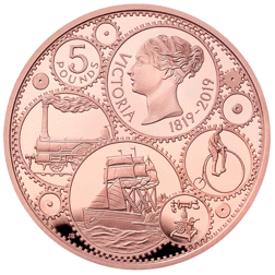 Pre-Owned 2019 UK 200th Anniversary Queen Victoria £5 Proof Gold Coin