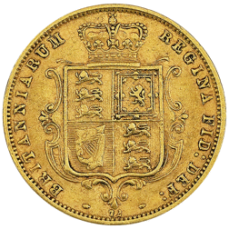 Pre-Owned 1876 London Mint DN.72 Victorian Shield Half Sovereign Gold Coin