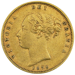 Pre-Owned 1876 London Mint DN.72 Victorian Shield Half Sovereign Gold Coin