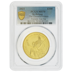 Pre-Owned 2021 St Helena The Queen's Virtues Victory 1oz Gold Coin - PCGS Graded MS70 - 861350.70/44
