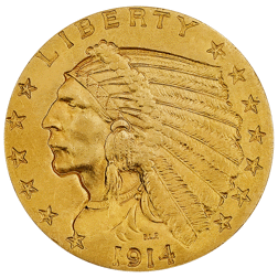 Pre-Owned USA Indian Head Quarter Eagle $2.5 Gold Coin - Mixed Dates