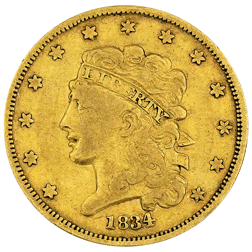 Pre-Owned 1834 USA Liberty Head Half Eagle $5 Gold Coin