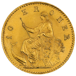 Pre-Owned 1873 Denmark Christian IX 10 Kroner Gold Coin