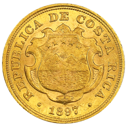 Pre-Owned 1897 Costa Rican 10 Colones Gold Coin