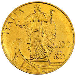 Pre-Owned 1931 Italy Vittorio Emanuele III 100 Lire Gold Coin