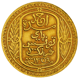 Pre-Owned 1935 Tunisia 100 Franc Gold Coin