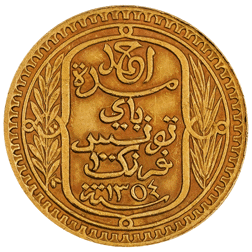 Pre-Owned 1935 Tunisia 100 Franc Gold Coin