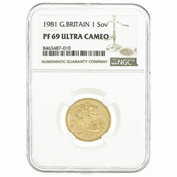 Pre-Owned 1981 UK Full Sovereign Gold Proof Coin - NGC Graded PF69 - 8463487-010
