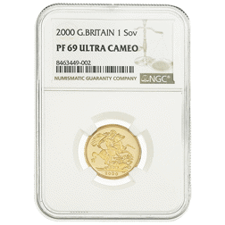 Pre-Owned 2000 UK Full Sovereign Gold Proof Coin - NGC Graded PF69 - 8463449-002