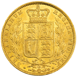 Pre-Owned 1865 London Mint DN.12 Victorian 'Shield' Full Sovereign Gold Coin