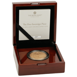Pre-Owned 2022 UK Quintuple Sovereign Brilliant Uncirculated Gold Coin