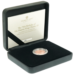 Pre-Owned 2023 UK King Charles III 75th Birthday Full Sovereign Brilliant Uncirculated Gold Coin - S