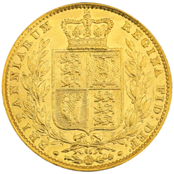 Pre-Owned 1866 London Mint DN.65 Victorian 'Shield' Full Sovereign Gold Coin
