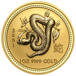 Pre-Owned 2001 Australian Lunar Snake 1oz Gold Coin