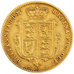Pre-Owned 1869 London Mint DN.13 Victorian 'Shield' Half Sovereign Gold Coin