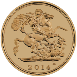 Pre-Owned 2014 UK Half Sovereign 'Mule' Brilliant Uncirculated Gold Coin