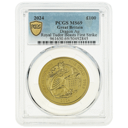 Pre-Owned 2024 UK Tudor Beasts Tudor Dragon 1oz Gold Coin - PCGS Graded MS69 - 961650.69/50492845