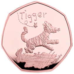 Pre-Owned 2021 UK 'Tigger' 50p Piedfort Proof Gold Coin