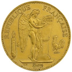 Pre-Owned 1878 French Standing Angel 100 Franc Gold Coin