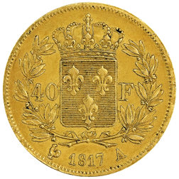 Pre-Owned 1817 French Louis XVIII 40 Franc Gold Coin