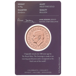 Pre-Owned 2024 UK King Charles III Double Sovereign Gold Coin - Carded