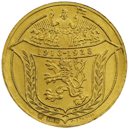 Pre-Owned 1928 Czech 10th Anniversary 2 Dukat Gold Coin