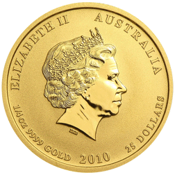 Pre-Owned 2010 Australian Lunar Tiger 1/4oz Gold Coin