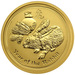 Pre-Owned 2011 Australian Lunar Rabbit 1/4oz Gold Coin