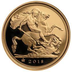 Pre-Owned UK Full Sovereign Proof Gold Coin 2018 - 2021