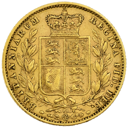 Pre-Owned 1870 London Mint DN.81 Victoria Young Head 'Shield' Full Sovereign Gold Coin