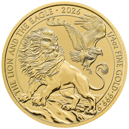 Pre-Owned UK The Lion and The Eagle 1/4oz Gold Coin - Mixed Dates