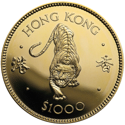 Pre-Owned 1986 Hong Kong Year of the Tiger $1000 Gold Coin
