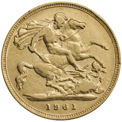 Pre-Owned 1901 UK Queen Victoria Half Sovereign Gold Coin - Boxed