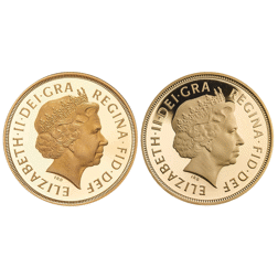 Pre-Owned 2004 and 2005 UK Half Sovereign Proof Gold 2-Coin Set - Damaged Outer Box