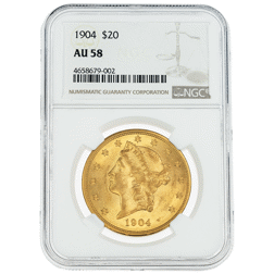 Pre-Owned 1904 USA $20 Double Eagle Gold Coin - NGC Graded AU58 - 4658679-002
