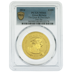 Pre-Owned 2024 UK The Lion and The Eagle 1oz Gold Coin - PCGS Graded MS66 - 945995.66/49132178