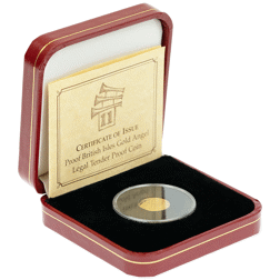 Pre-Owned 2014 Isle of Man Angel 'Christmas Privy' 1/20oz Proof Gold Coin