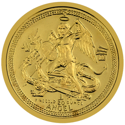 Pre-Owned 2014 Isle of Man Angel 'Christmas Privy' 1/20oz Proof Gold Coin